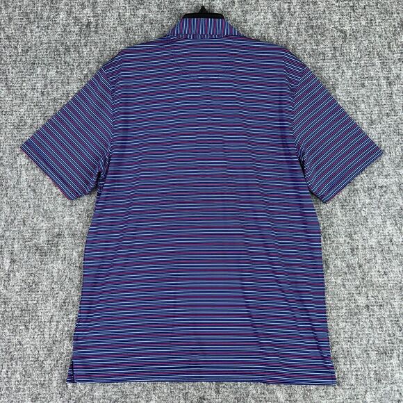 Greg Norman Mens L Blue Short Sleeve Striped ML75 TPC San Antonio Golf Resort - Picture 2 of 7